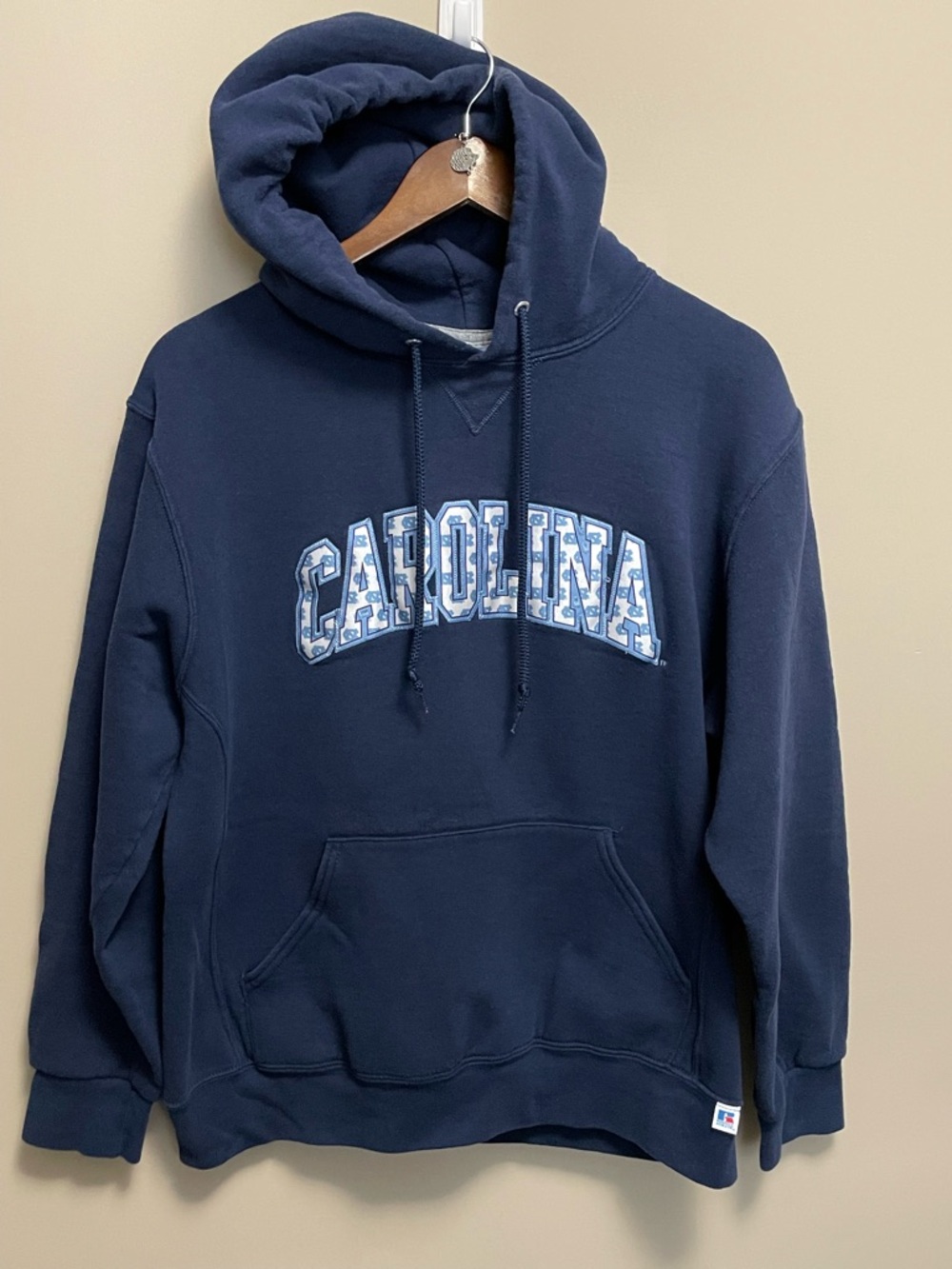 Russell Athletic Navy Blue 'Carolina' Crewneck Hoodie Men’s Large